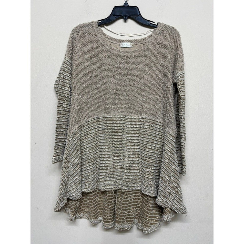 Alter'd State Textured Knit‎ Tunic Sweater Small Neutral Hi-Low Hem casual boho